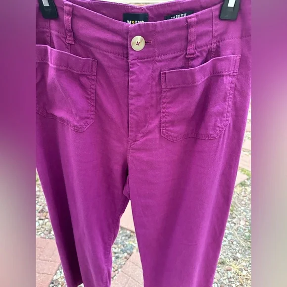 Sz 8 EUC Maeve Magenta Linen Colette Wide Leg Pants Anthropologie - Picture 10 of 14